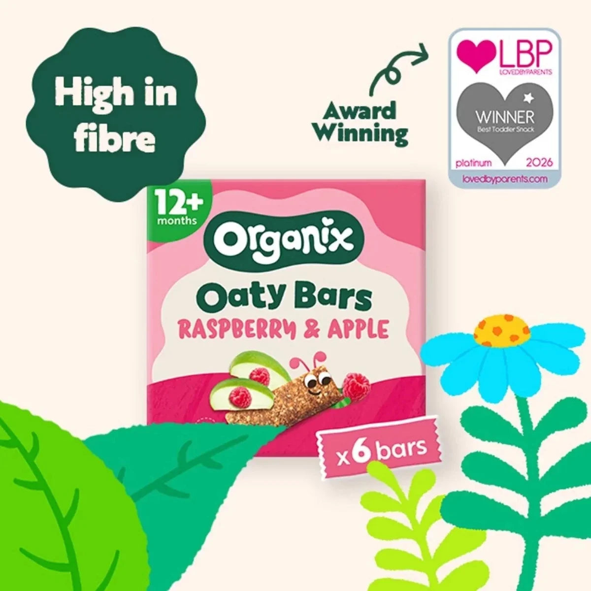 Organix Raspberry & Apple Soft Oaty Bars 12+ months 138g (6x23g)