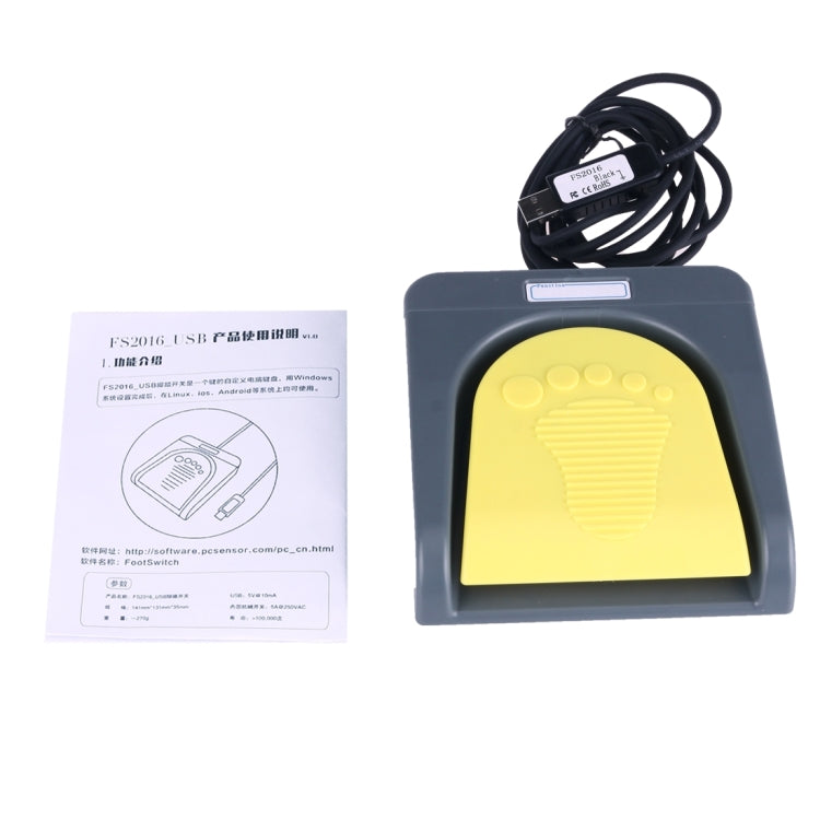 FS2016_USB PCsensor USB Foot Switch Foot Control Keyboard, Multimedia / Keyboard / Gamepad / Mouse / String / B Ultrasound Image Acquisition Functions, 1 Foot Switch