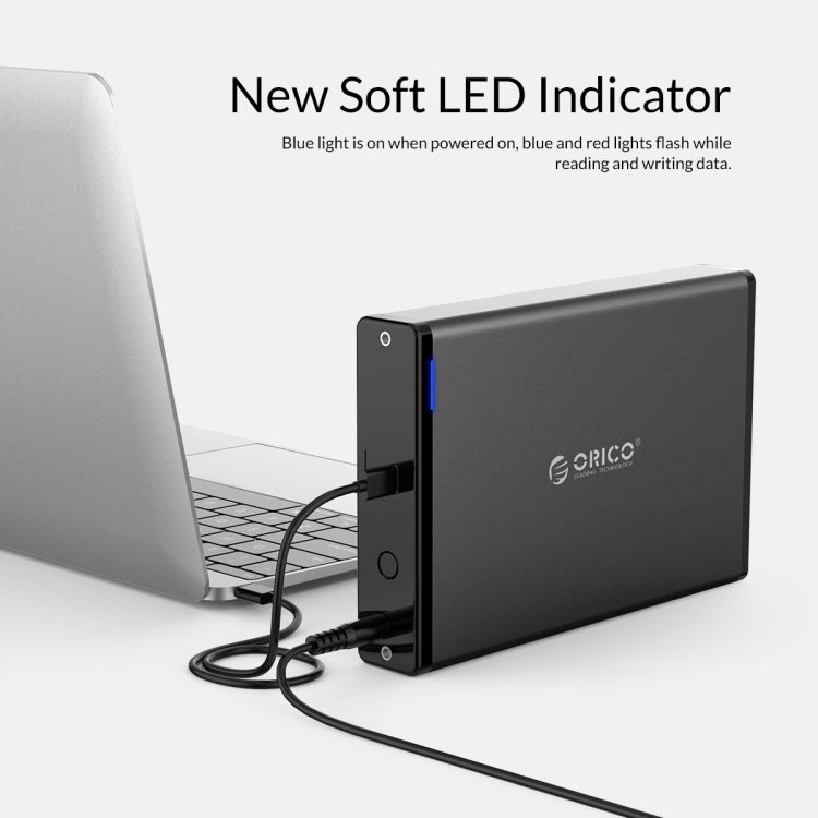 ORICO 7688C3 8TB 3.5 inch USB-C / Type-C Mobile HDD Enclosure with Detachable Base, Cable Length: 1m