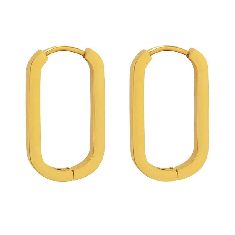 Riley Luxe 18k Gold Plated Hinged Oval Hoop Earrings