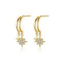 Trinity Luxe Mini Sterling Silver Double Hoop Earrings With Star Charms