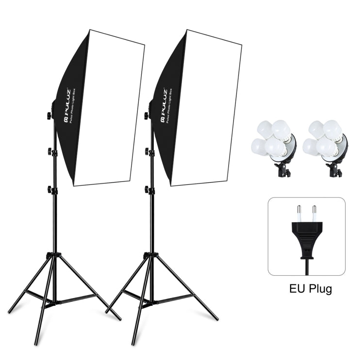 PULUZ Softbox Lighting Kit 2 PCS 50x70cm Professional Photo Studio Photography Light Equipment with 8 x E27 20W E27 Socket Bulb Photography Lighting Kit for Filming Portrait Shooting / Fashion Advertising Photography, 2 PCS 4 x Bulb Kit EU Plug        ...