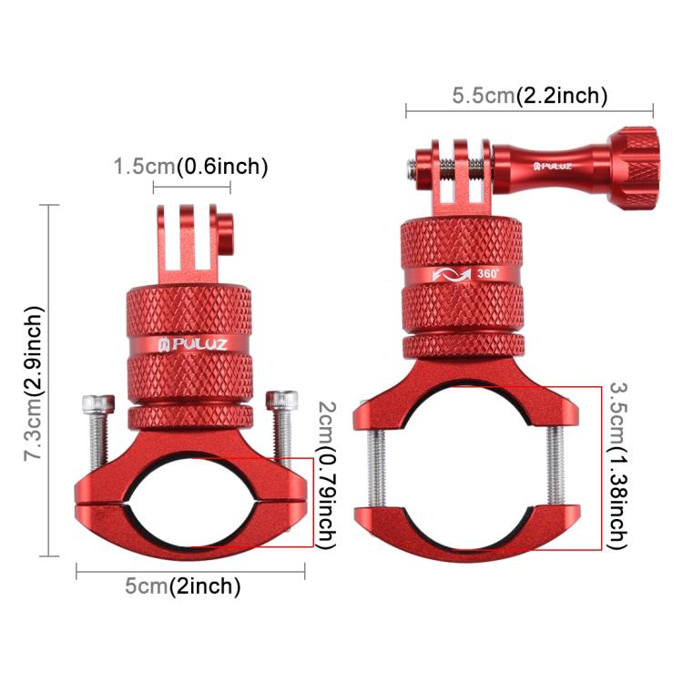 PULUZ 360 Degree Rotation Bike Aluminum Handlebar Adapter Mount with Screw for GoPro, Insta360, DJI and Other Action Cameras, China Stock (Red), China Stock (Blue), Handlebar Adapter Mount 1