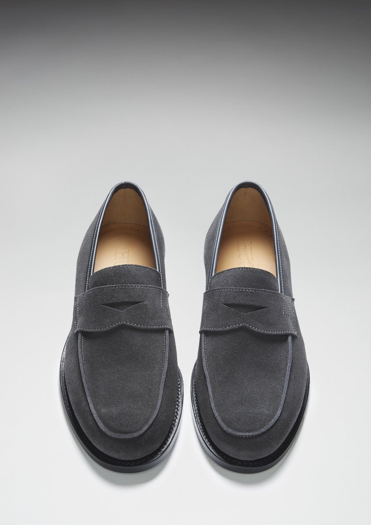 Slate Grey Suede Loafers, Welted Leather Sole