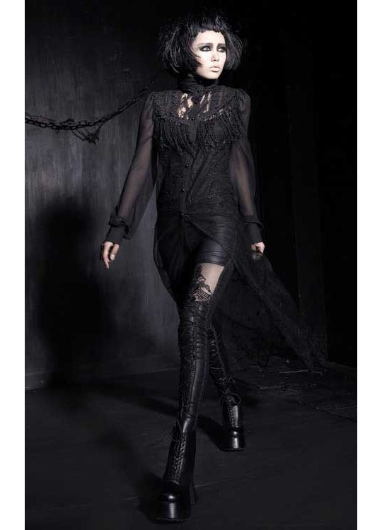 Punk Rave Macbeth Gothic Leggings - Mesh Panel & Corset Lace Detail