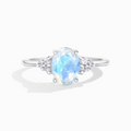 Rainbow Moonstone Ring in Sterling Silver (Oval Cut)