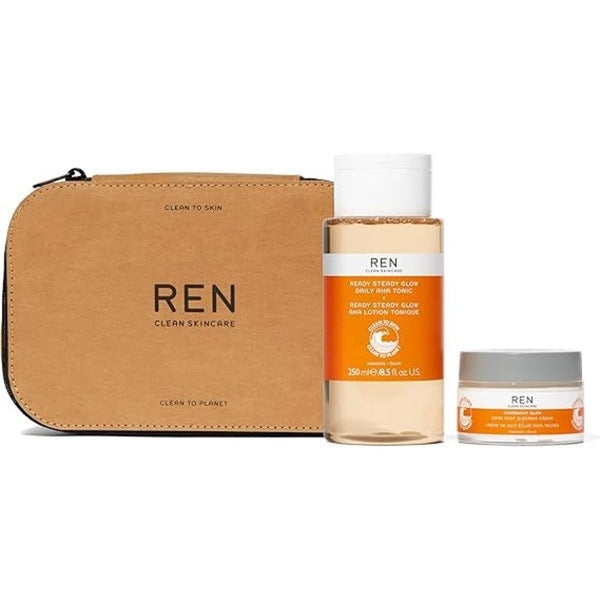 Ren All Is Bright Gift Set 250ml Tonic + 50ml Cream (1x 250ml Ready Steady Glow Daily AHA Tonic + 1x 50ml Overnight Glow Dark Spot Sleeping Cream)