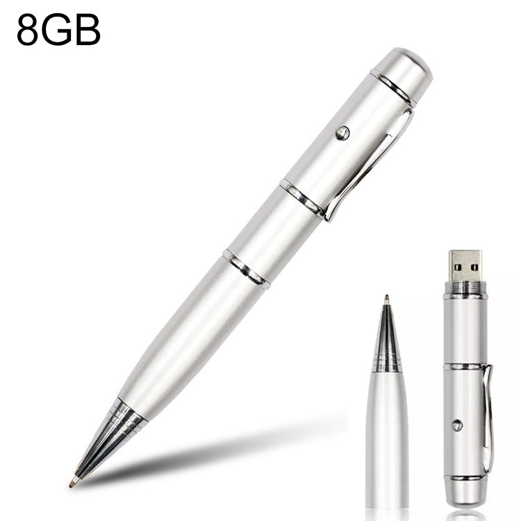 3 in 1 Laser Pen Style USB Flash Disk, Silver (8GB), 8GB (Silver)