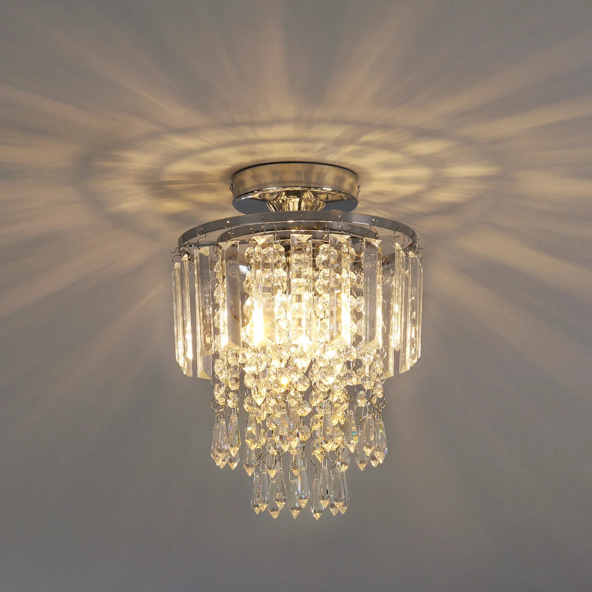 KOMORE Crystal Mount Ceiling Light 23cm /25cm / 30cm Dia for Living Room, Bedroom, Kitchen