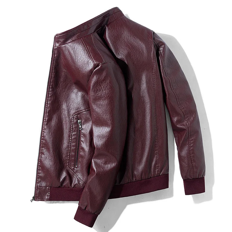Men's Motorcycle Stand Collar PU Leather Jackets