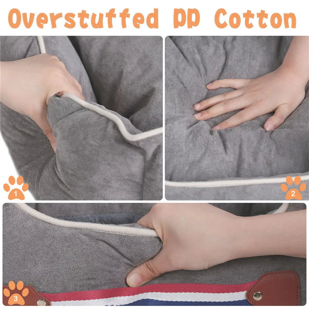 Dog Car Seat Protector Travel Anti-Slip Pet Booster Seat with Storage Pockets and Safety Leash Car Carrier Bed Hold 14kg