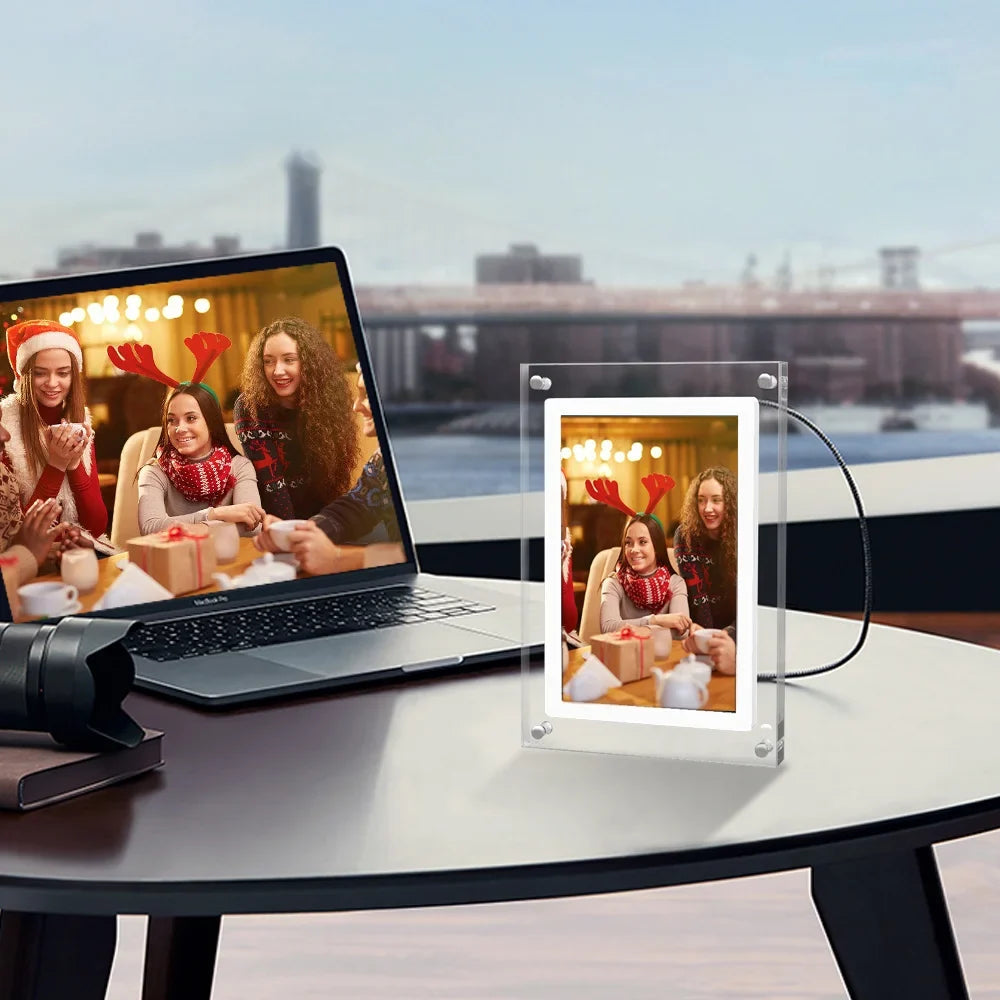 Acrylic Digital Photo Frame 5/7 Inch 1000mAh Vertical Display IPS Screen 2G Memory Battery Porta Retrato Digital