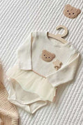 Cozy Bear Tutu Bodysuit in Creme