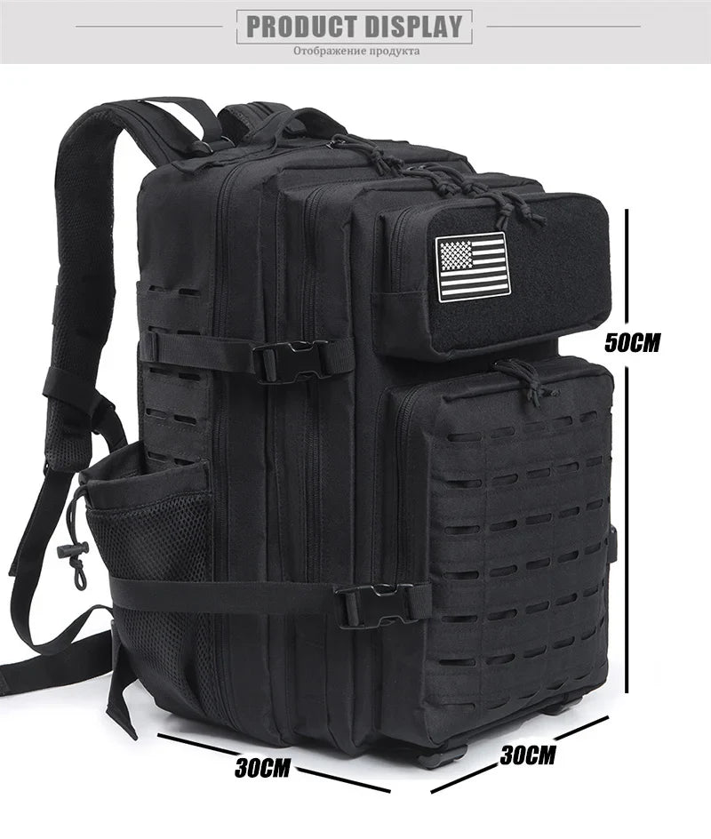 QT&QY 50L Tactical Backpack survival Bag Hunting MOLLE Backpack GYM For Men EDC Outdoor Hiking Rucksack Witch Bottle Holder