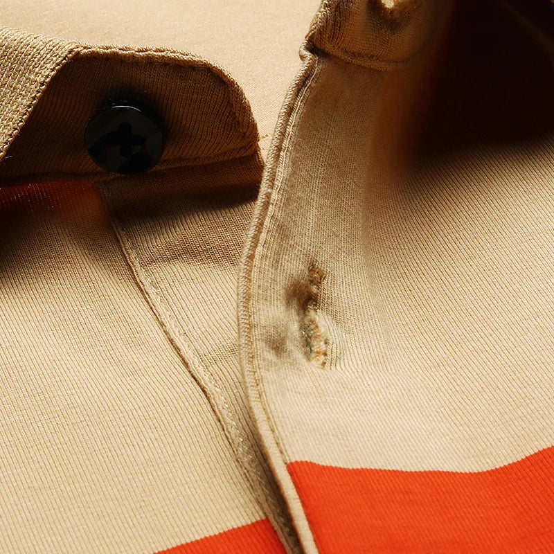 Embroidery Men's Polo Shirts Golf Shirt Summer Striped Button