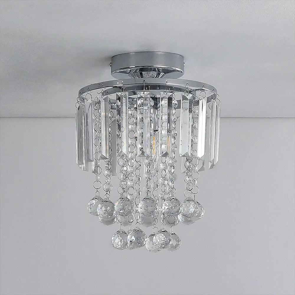KOMORE Crystal Mount Ceiling Light 23cm /25cm / 30cm Dia for Living Room, Bedroom, Kitchen
