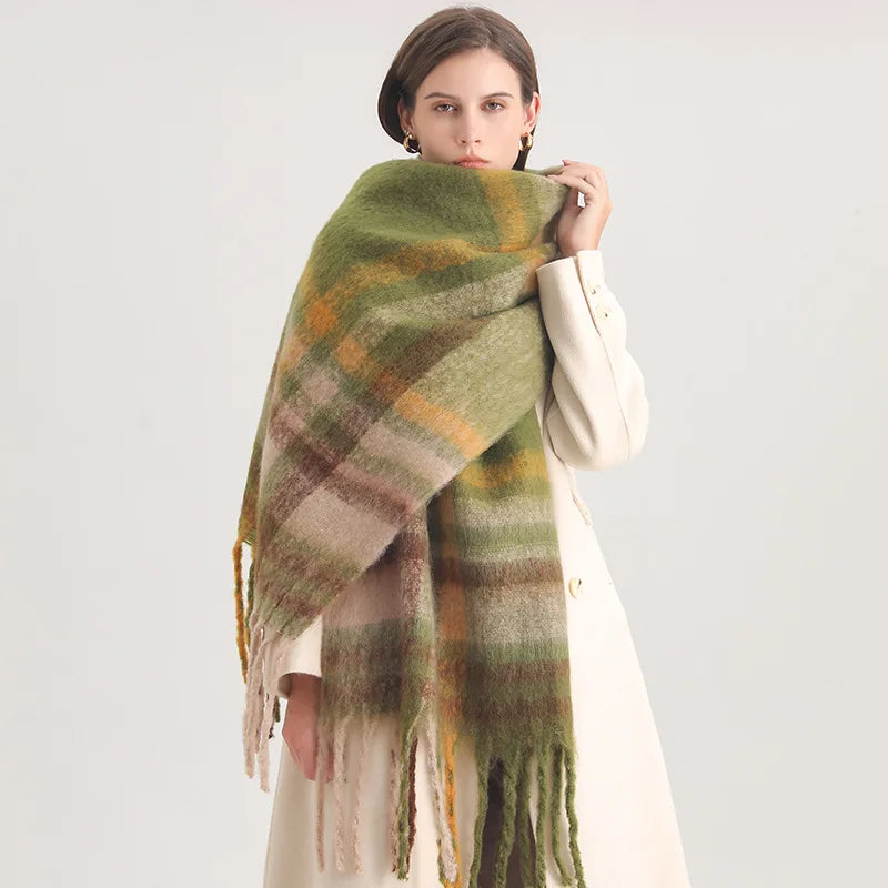 Cashmere-Like Scarf – Thick Warm Tassel Shawl for Men & Women, Student Neck Wrap, Blanket Style Bufanda