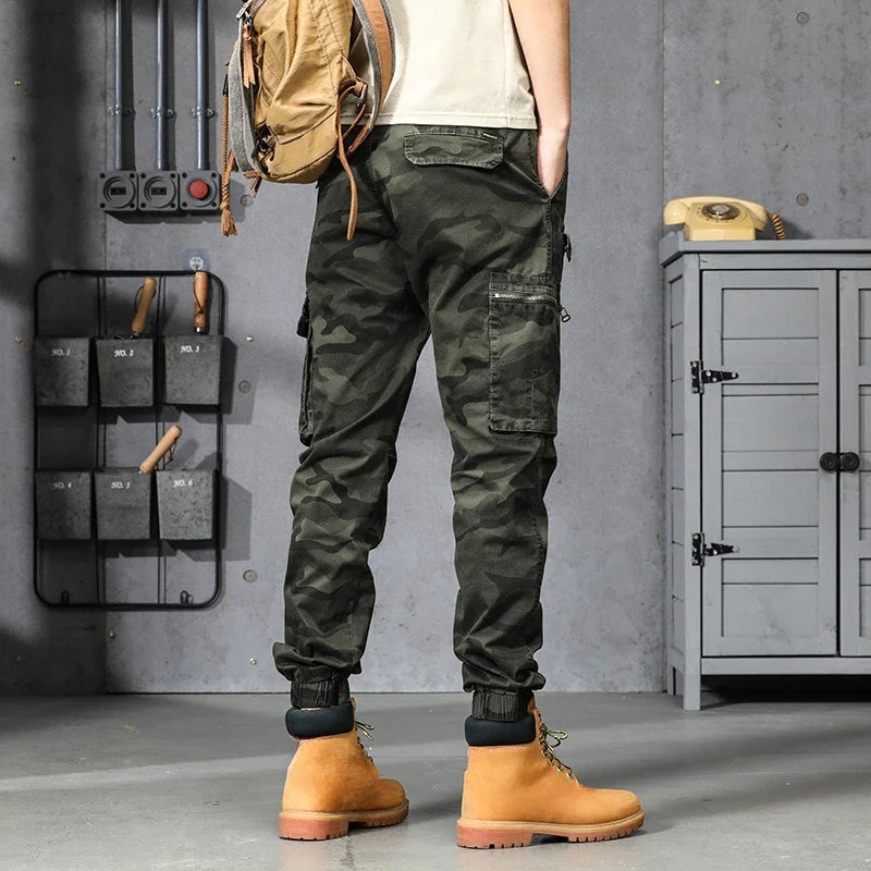 Autumn Camouflage Cargo Pants Men Clothing Cotton Multi-pockets Harem Pants