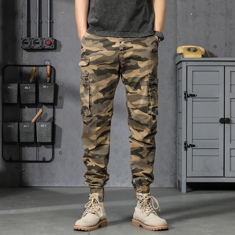 Autumn Camouflage Cargo Pants Men Clothing Cotton Multi-pockets Harem Pants