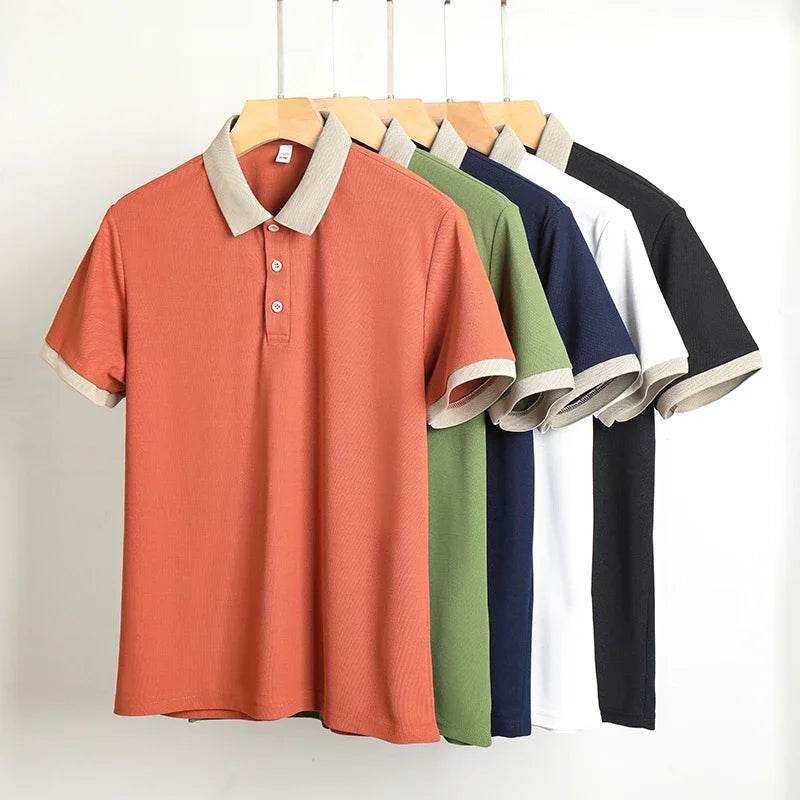 Men's Solid Color Casual Polo Shirt – Short Sleeve Summer Fashion Comfortable