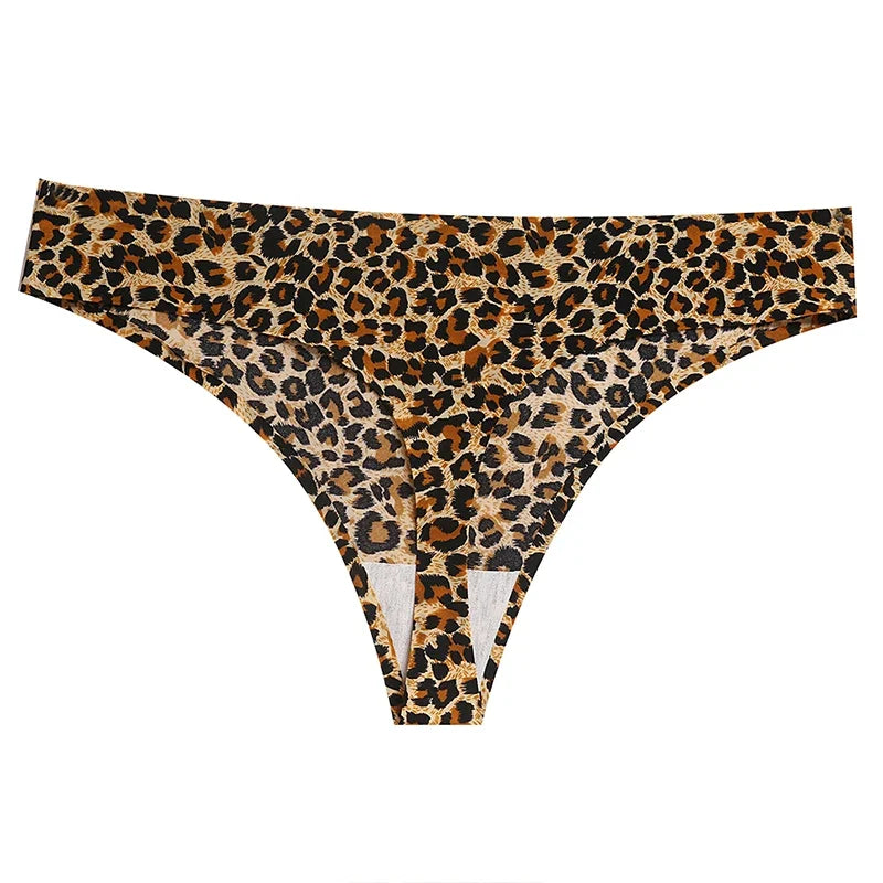 Giczi 3PCS/Set Women's Panties Fashion Leopard Thongs Woman Seamless Underwear Sexy Lingerie Breathable Cozy G-String Hot T-Back