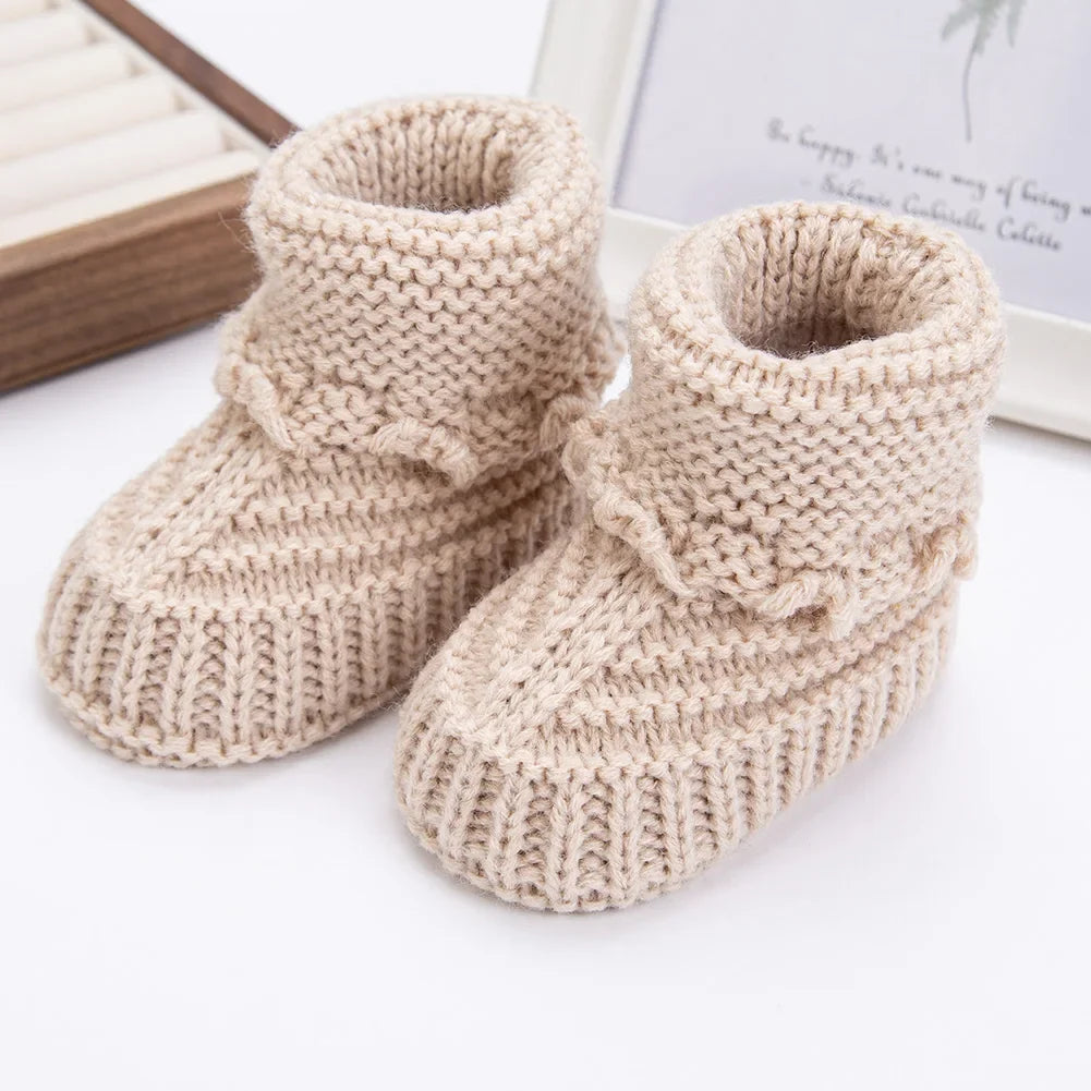 Handmade Baby Knit Booties 0-12 Months – Soft Crochet Infant Socks, Warm Newborn Walking Shoes for Boys & Girls