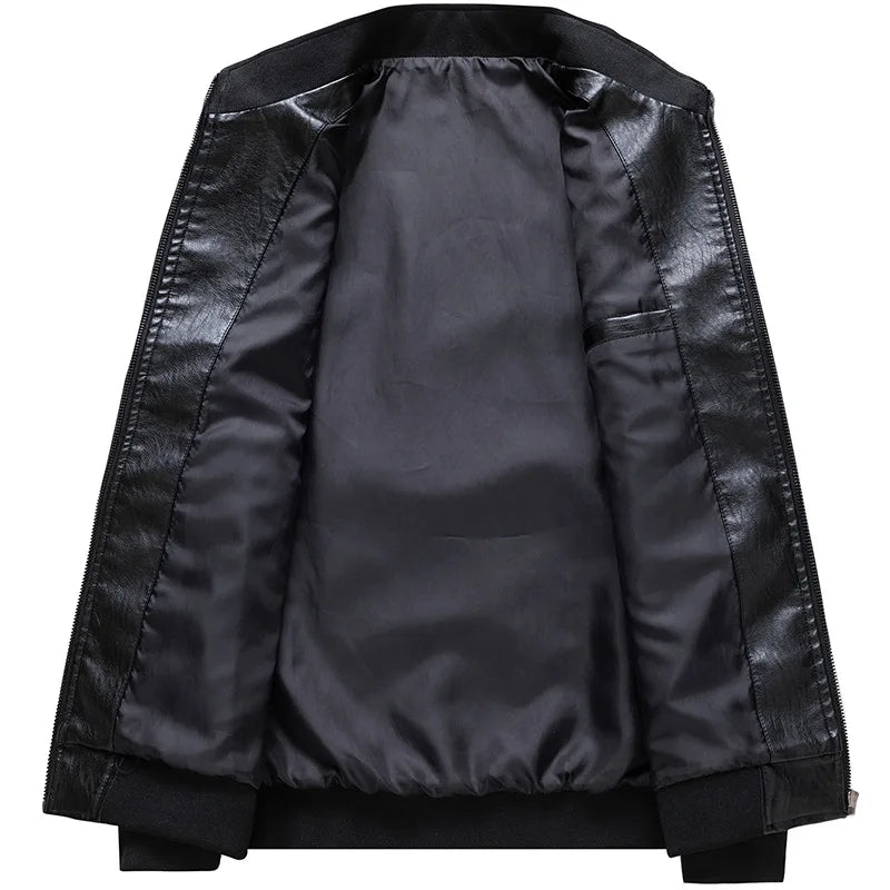 Men's Motorcycle Stand Collar PU Leather Jackets
