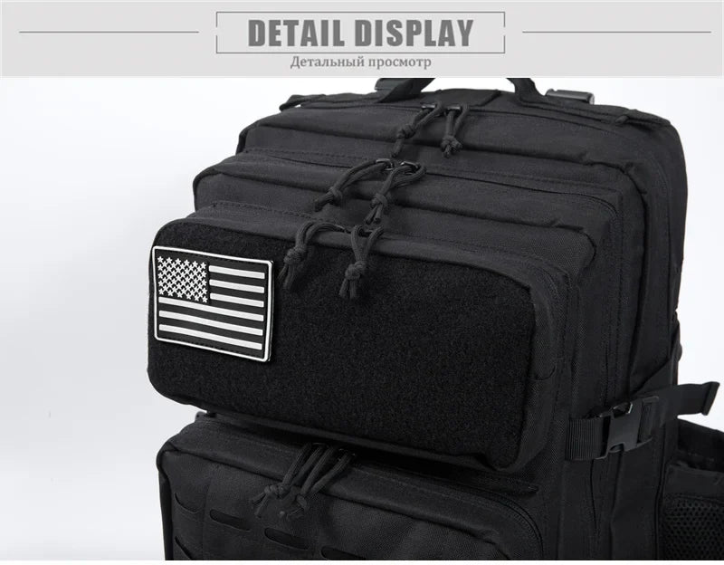 QT&QY 50L Tactical Backpack survival Bag Hunting MOLLE Backpack GYM For Men EDC Outdoor Hiking Rucksack Witch Bottle Holder