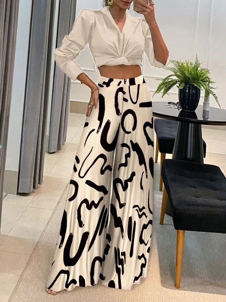 Women High Waist spring summer Long Pant  Wide Leg Trousers