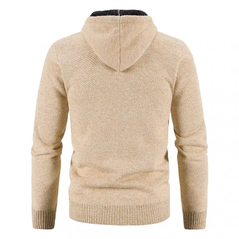 Cardigan Men's Sweater Zipper Hooded Fashion Warm Slim Fit Knitted Sweater