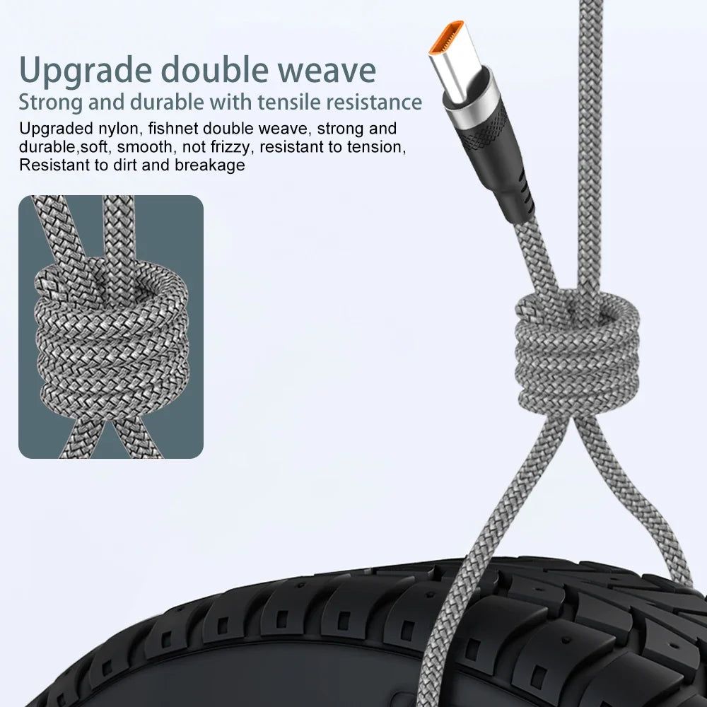 USB to Type C 6A Super- Charging Cable for camera and mobile