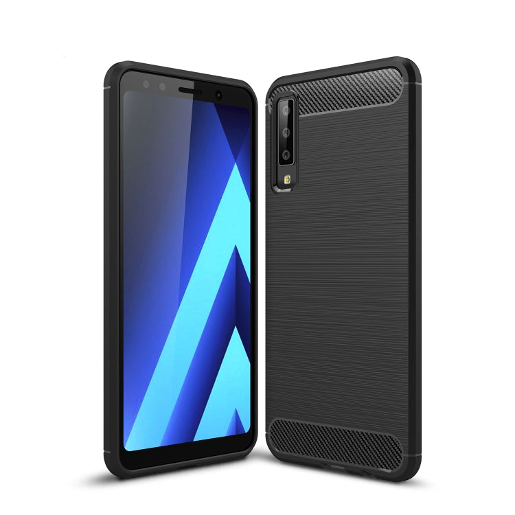 For Galaxy A7 (2018) / A750 Brushed Carbon Fiber Texture TPU Shockproof Anti-slip Soft Protective Back Cover Case, For Galaxy A7 (2018)