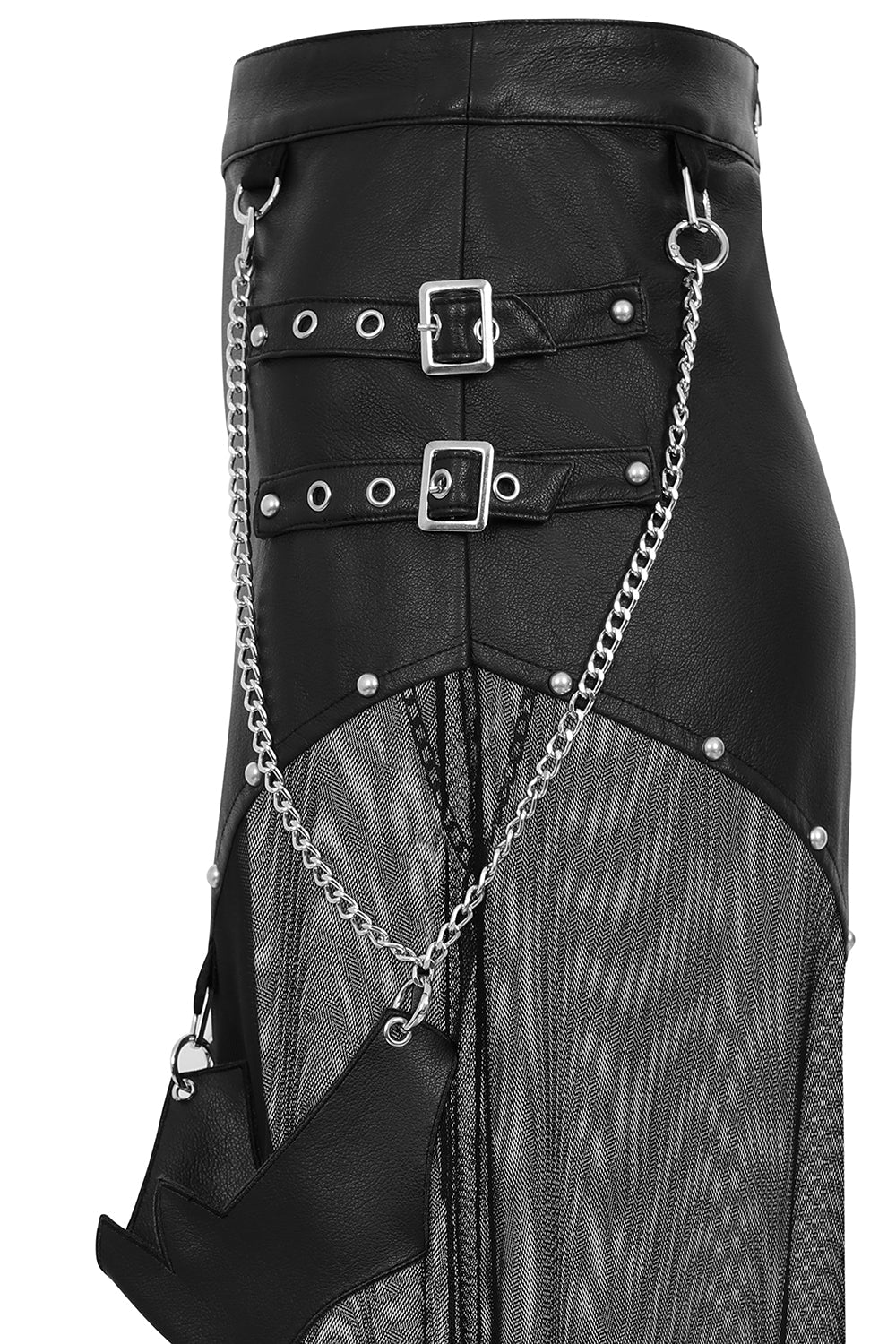 Banned Apparel Lamia Faux Leather & Mesh Skirt in Black