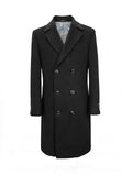 Men's Black Double Breasted Long Overcoat