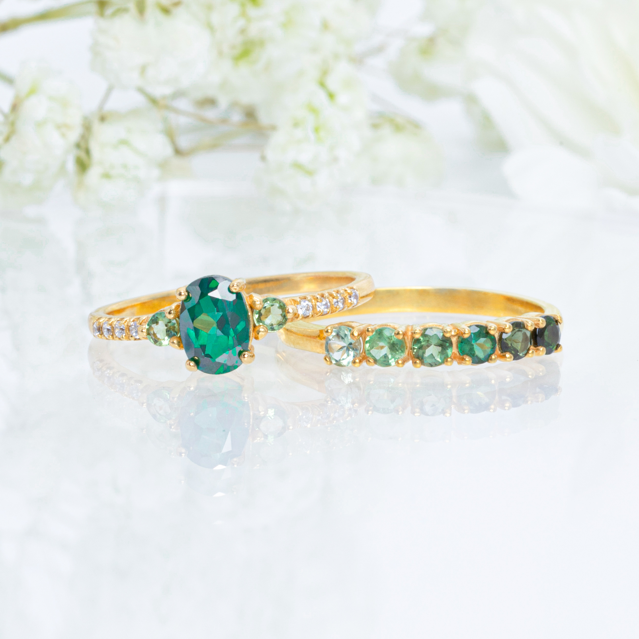 Ombre Green Tourmaline Eternity Band in 18k Gold Vermeil