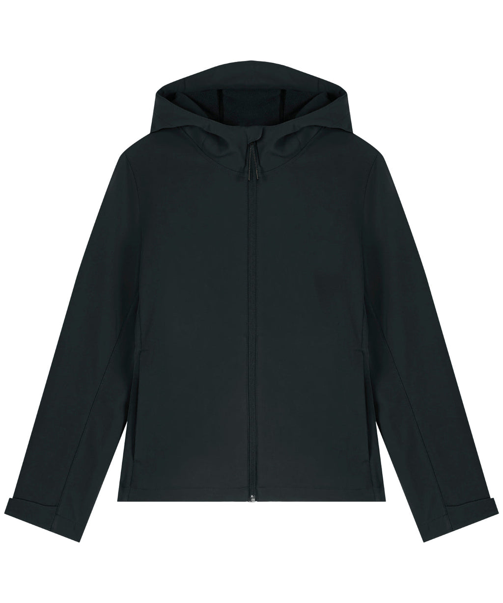 Recyled Polyester Hooded Softshell Jacket: Womens