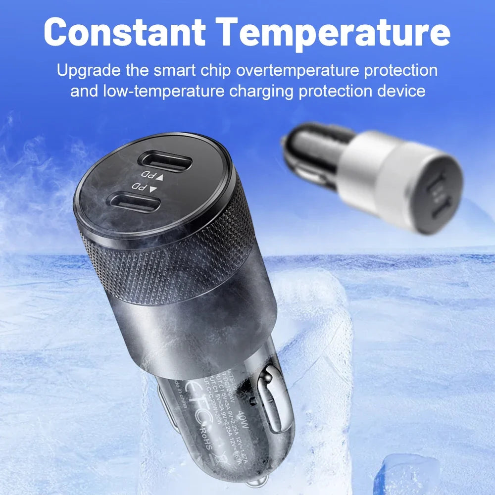 40W Dual PD Car Charger Adapter Fast Charging Type USB C Quick Charger in Car Mobile Phone for iPhone15 Pro Max Xiaomi 14 Huawei