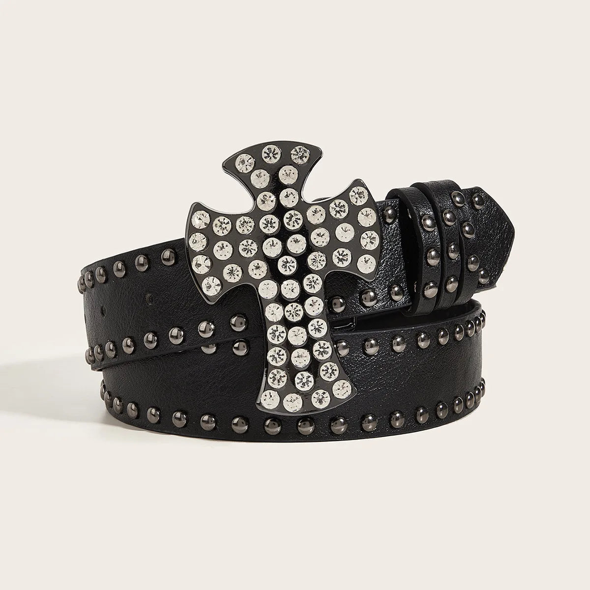 Gothic Punk Leather Belt  Metal Buckle Waist Strap Designer Luxury Female Decorative Waistband