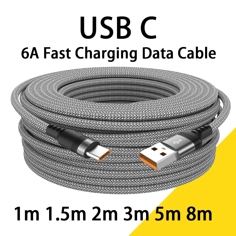 USB to Type C 6A Super- Charging Cable for camera and mobile