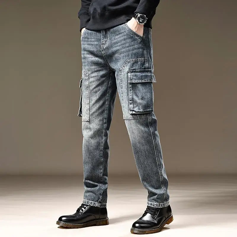 American Fashion High Street Loose Straight Cargo Jeans