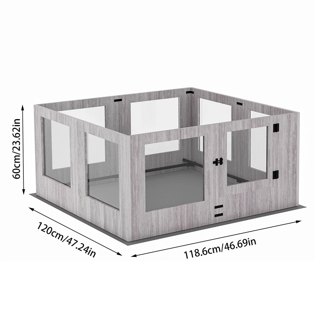 Tempered Glass Dog Puppies Playpen, Indoor Pet Whelping Pen Box Cage, Exercise Fence, with Waterproof Fertility Pad, 8 Panels