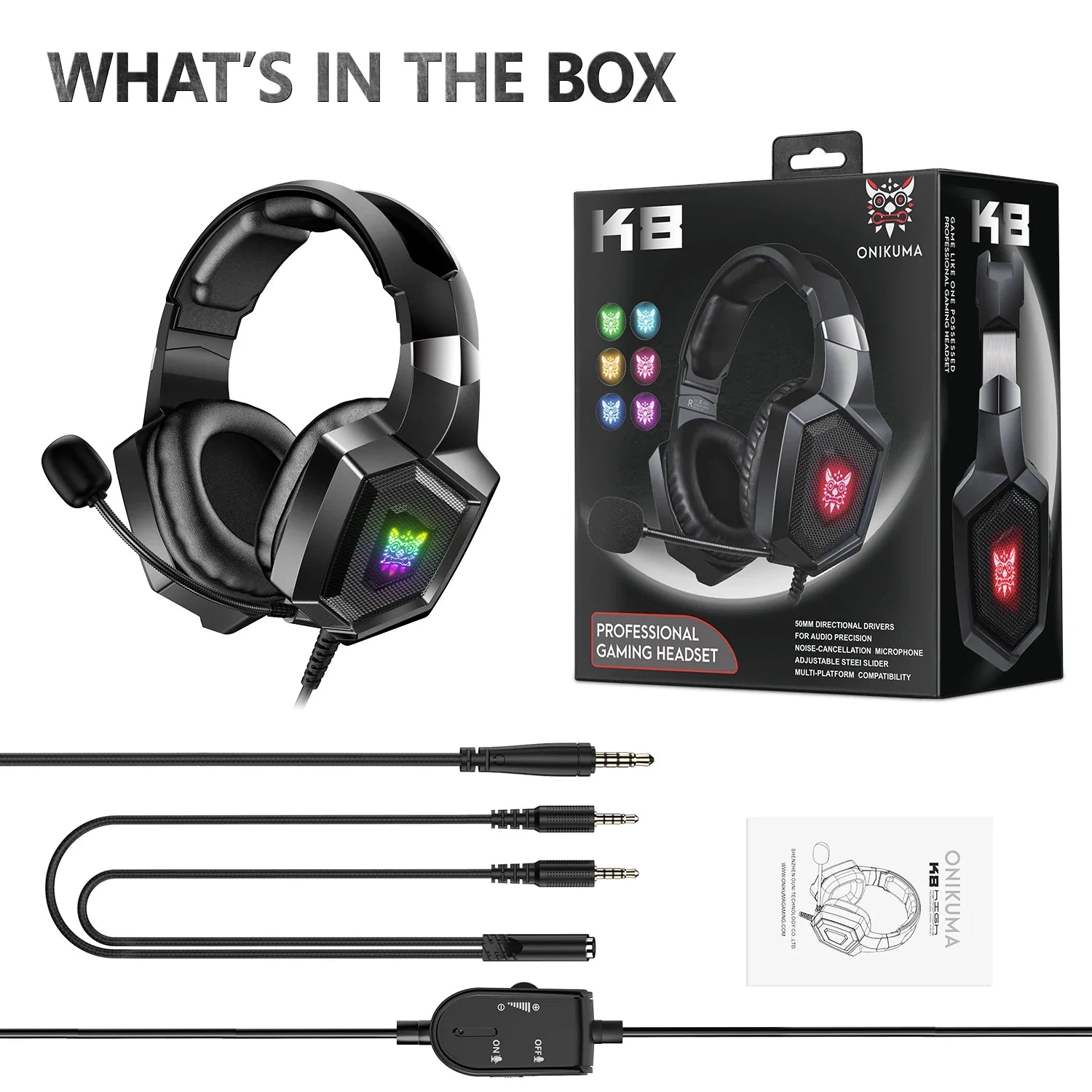 K8 Gaming Headphones with Flexible HD Mic RGB Gaming Headset