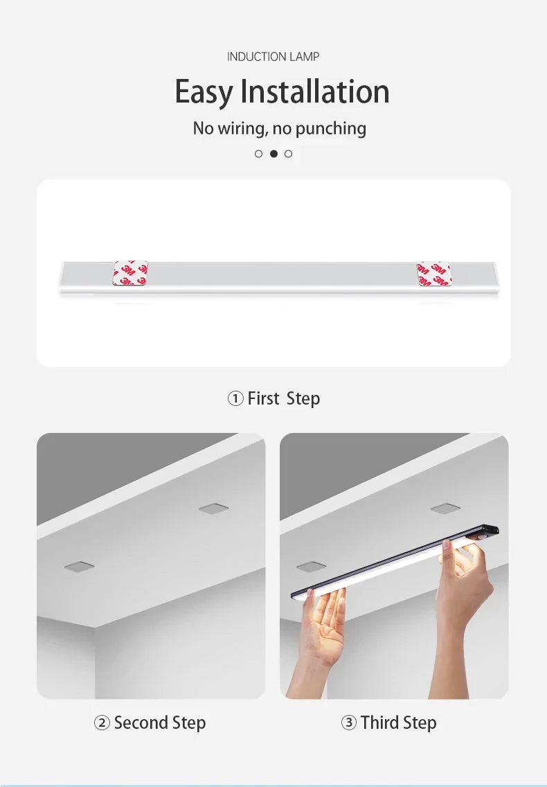 LED Cabinet Light USB Type-C Rechargeable Motion Sensor Led Lamp for Kitchen Wardrobe Cabinet Lighting 20cm/30cm/40cm/50cm/60cm