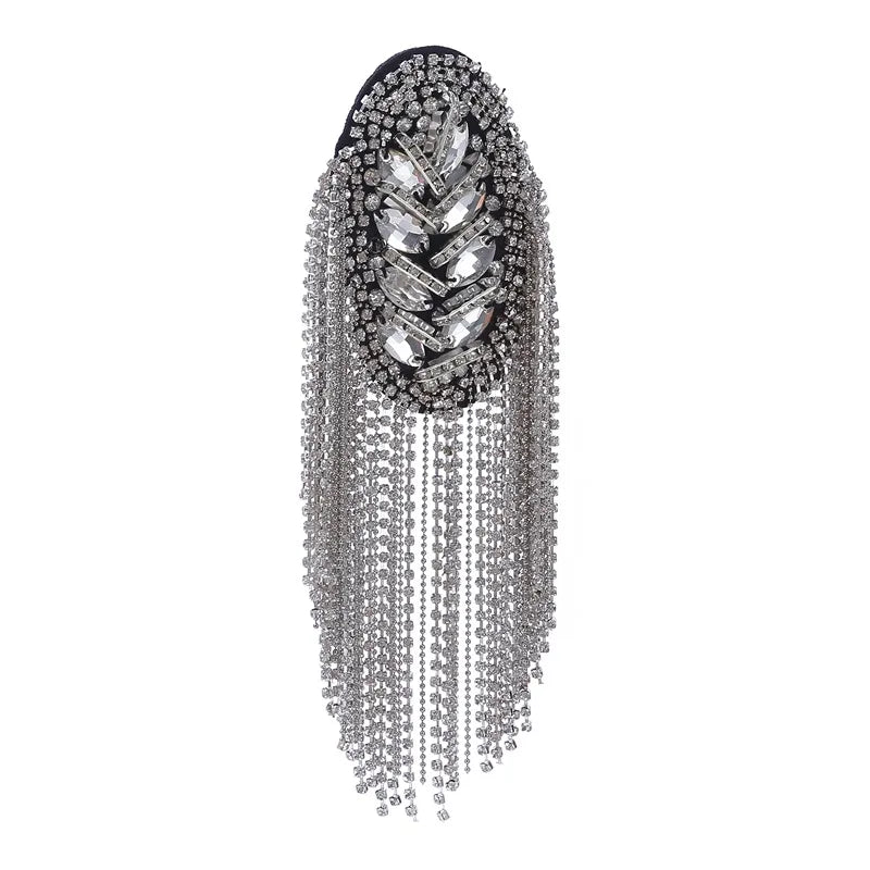 Tassel Epaulet Rhinestone Shoulder Board Costume Shoulder Badge Decor Shoulder Mark Fringe Epaulet Badge 2024 New Fashion