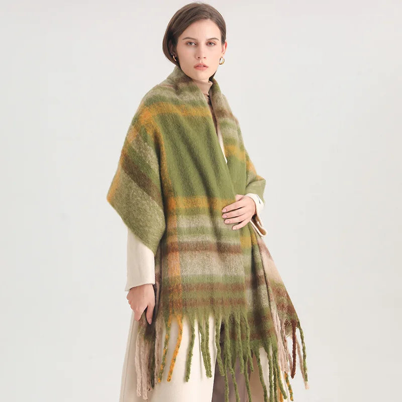 Cashmere-Like Scarf – Thick Warm Tassel Shawl for Men & Women, Student Neck Wrap, Blanket Style Bufanda