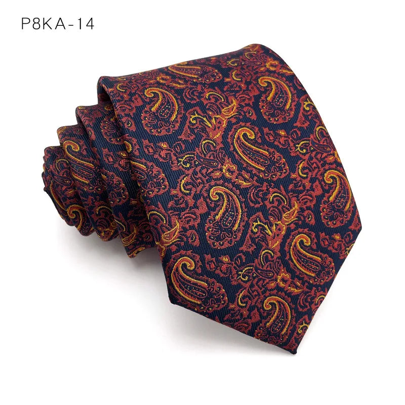 Luxury 8CM Mens Necktie Floral Paisley Ties Groom Groomsman Jacquard Woven Neck Tie