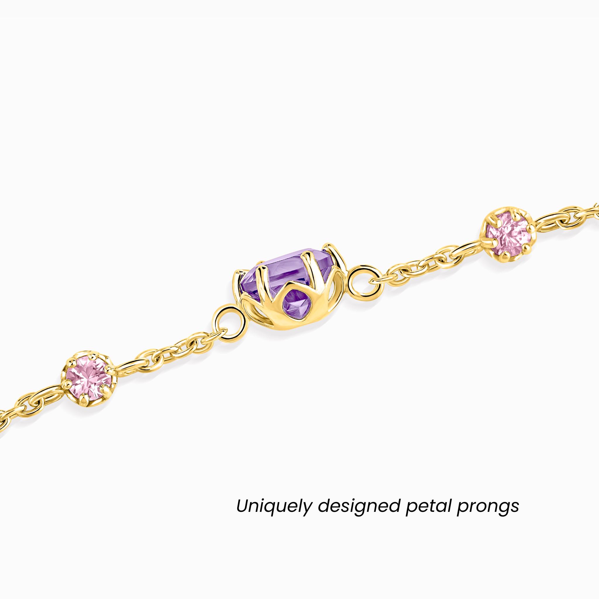 Pink Sapphire & Amethyst Bracelet in 18k Gold Vermeil