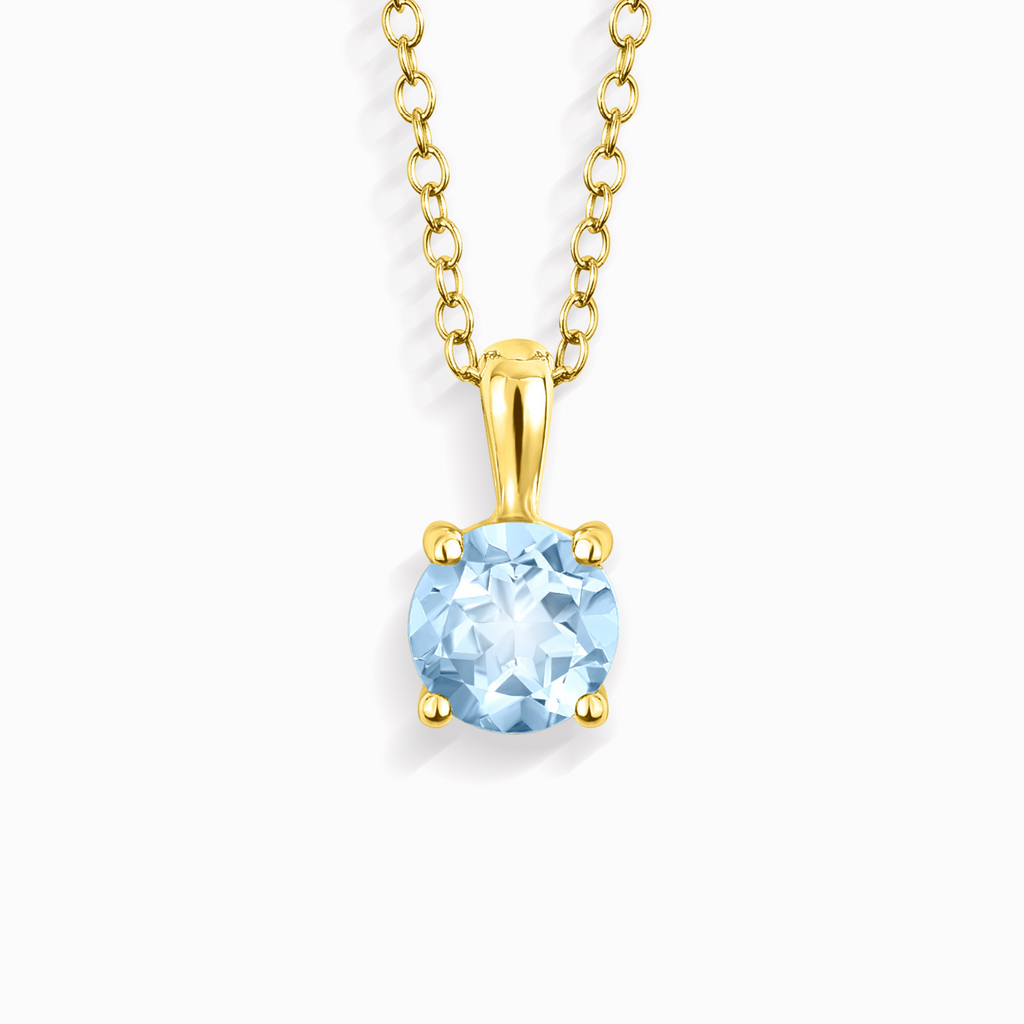 Sky Blue Topaz Solitaire Pendant Necklace in 18k Gold Vermeil