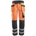 Snickers 3233 High-Vis Holster Pocket Trousers, Class 2 Orange Waist 30"- Leg 35"- Snickers Size: 144