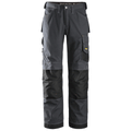 Snickers 3313 Craftsmen Trousers, Rip-Stop Steel Grey/Black Waist 33"- Leg 30"- Snickers Size: 92